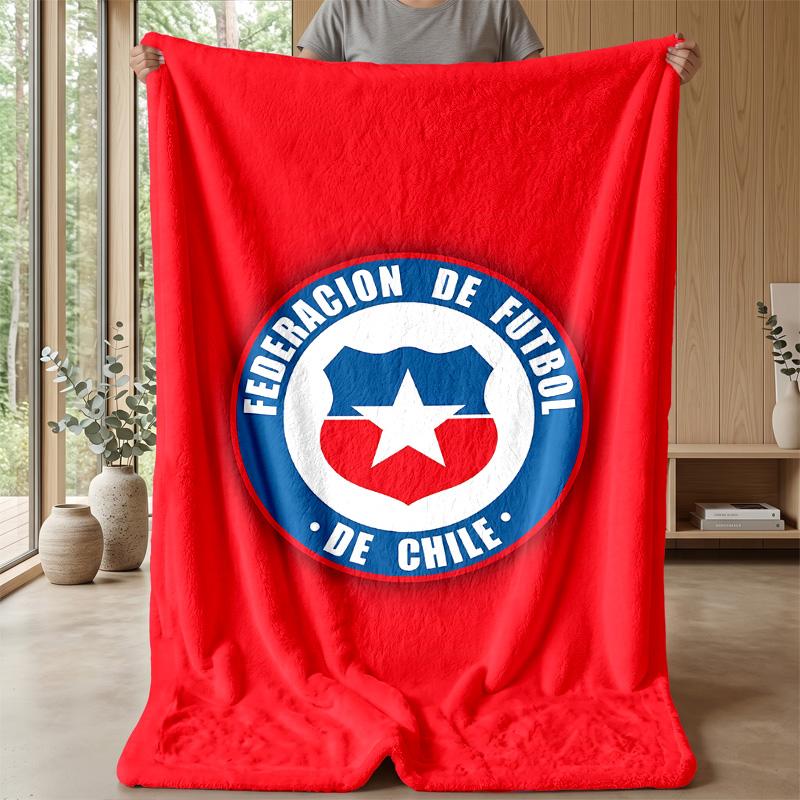 Chile Football Team Theme blanket Soft Flannel Blanket Plush Throw Blanket Cozy Sofa Bed Blanket for Home Decor