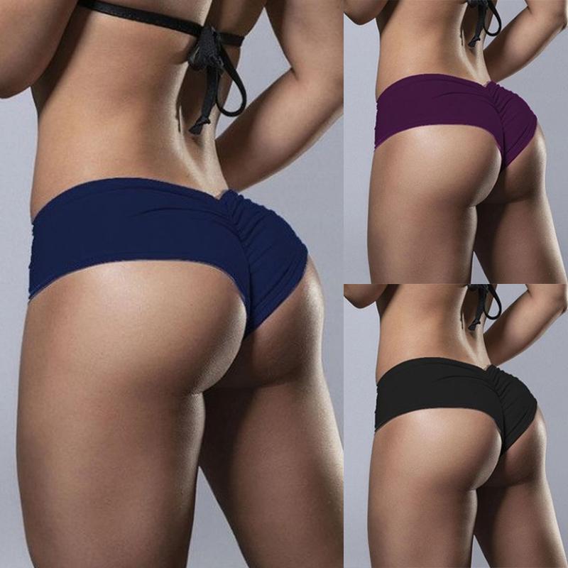 Women's Fashion Solid Color Briefs Underpants Sexy Sports Body Slim Panties Shorts Girls Sexy Lingerie Underwear Yoga