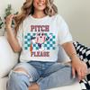 Funny Baseball T-Shirt, Pitch Please Cartoon Graphic, Casual Sports Shirt Perfect for Game Day, Humorous Gift for Baseball Fans