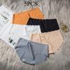 5PCS Ice Silk Seamless Ultra-thin Wavy Girls' Underwear, Solid Color Breathable Large Size Low Waist One-piece Women's Briefs