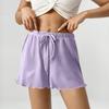 Женские модные однотонные повседневные фактурные безкарманные удобные эластичные шорты с иглой