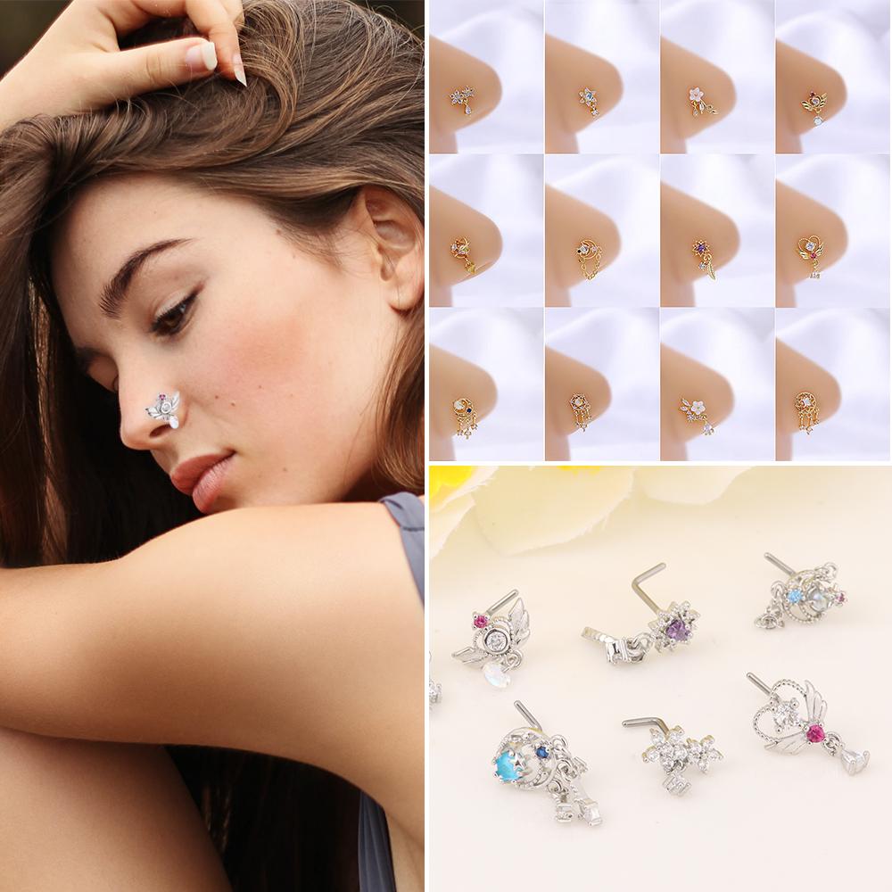 Мужчины Женщины Красочные Ювелирные Изделия L Висячие Носовые Пусеты Пирсинг Носовые Кольца Ногти