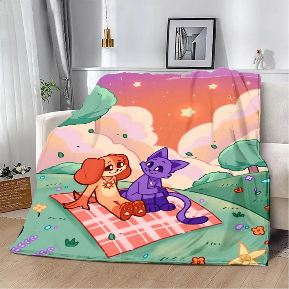 Cute Cartoon CATNAP DOGDAY Printed Blanket Picnic Blankets Warm Blanket Soft and Comfortable Blanket Home Travel Birthday Gift