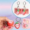 Kawaii 3D Strawberry Keychain Cute Fruit Key Ring 1Pcs Fashion Bag Pendant Charm for Teen Girls Backpack Decor