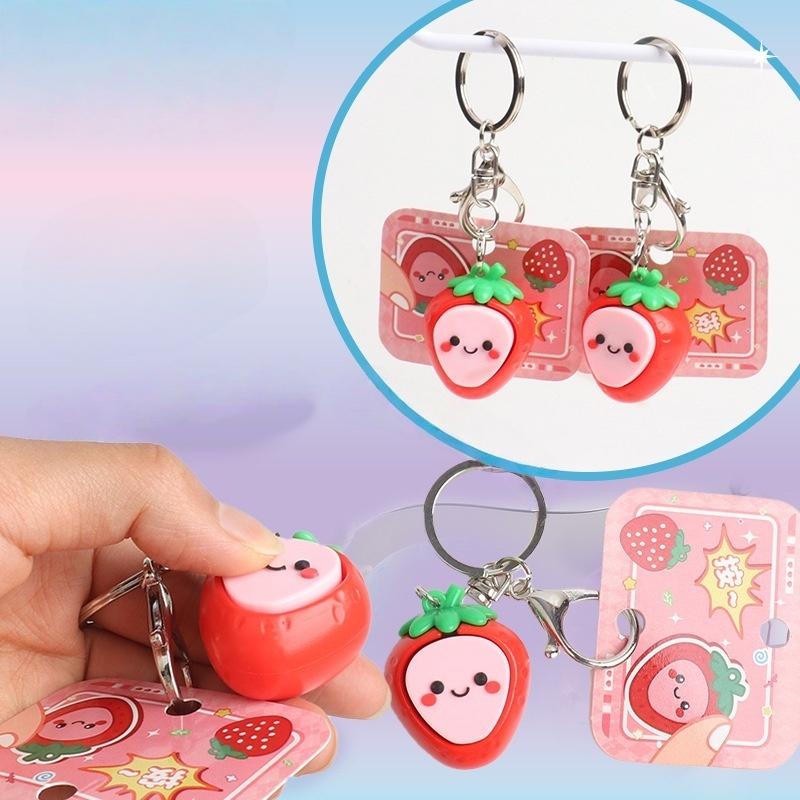 Kawaii 3D Strawberry Keychain Cute Fruit Key Ring 1Pcs Fashion Bag Pendant Charm for Teen Girls Backpack Decor
