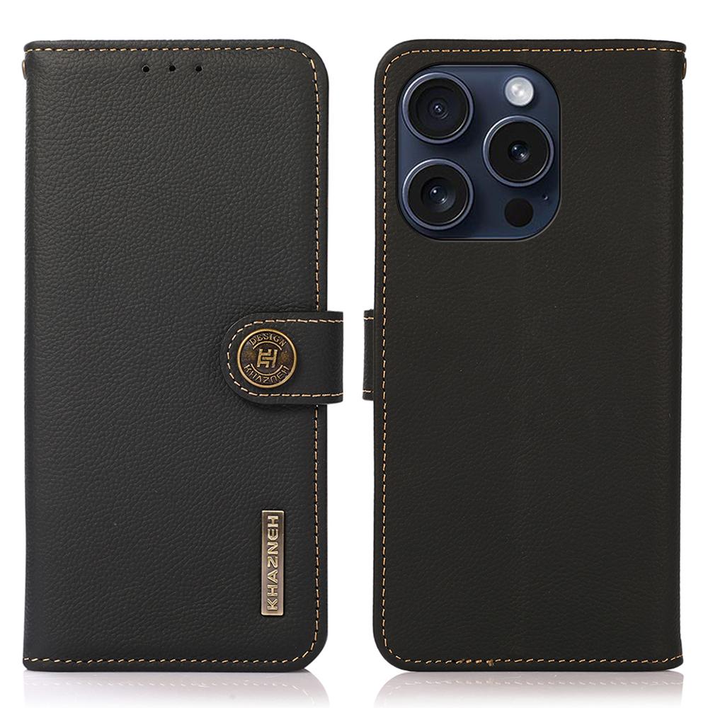 KHAZNEH Чехол-кошелек для iPhone 16 Pro Max с RFID-блокировкой, из натуральной коровьей кожи, чехол для телефона