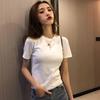 2025 Spring Retro Chic Korean Round Neck Basic Short-Sleeve T-Shirt for Women