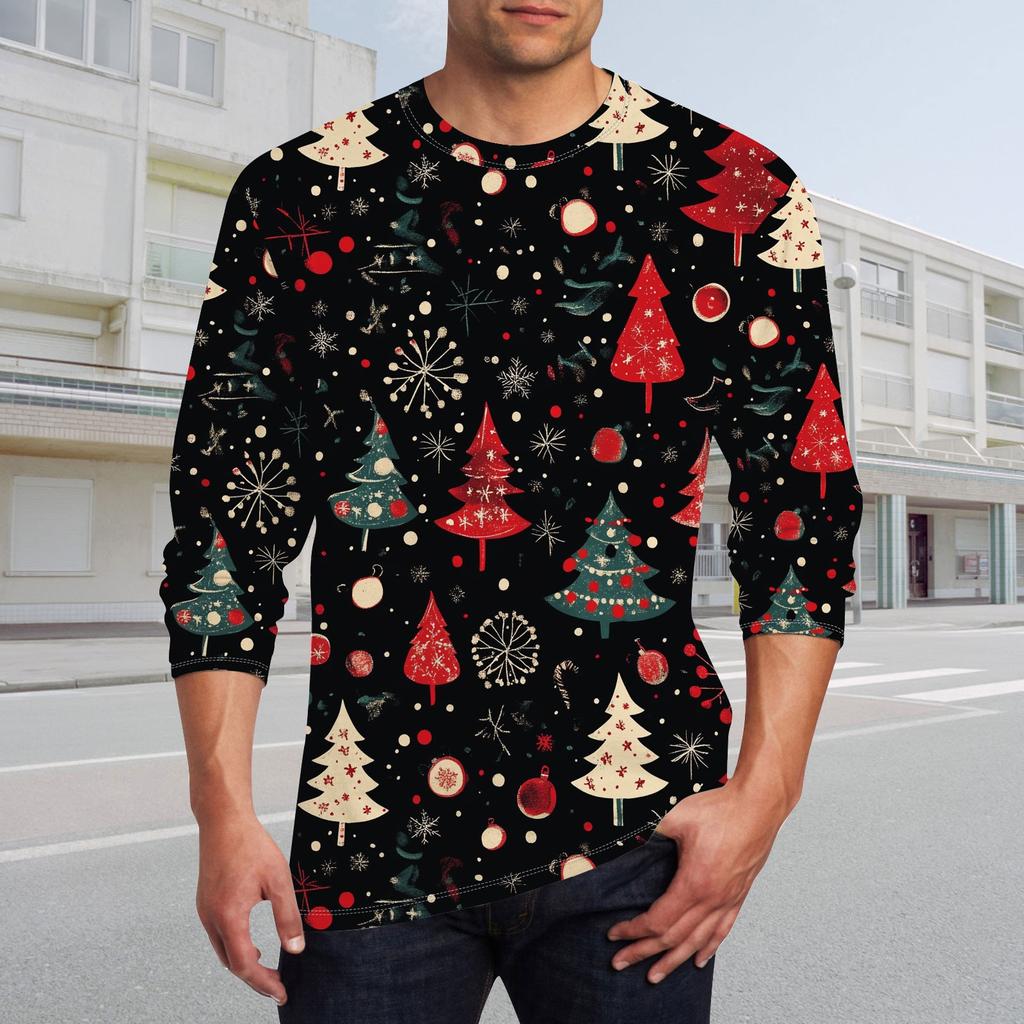 Муж. Футболка Круглый вырез Одежда Одежда На открытом воздухе Длинный рукав С принтом Модельер Винтаж