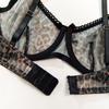 Французский комплект нижнего белья из сетки с леопардовым принтом, бюстгальтер пуш-ап и трусики