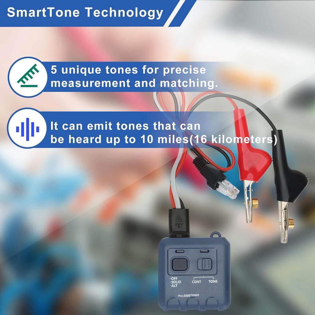 Pro3000 Tone Generator and Probe Kit, Toner Electrical Tool, Wire Toner and Probe Kit, Handheld Telephone Line Finder with SmartTone Technology