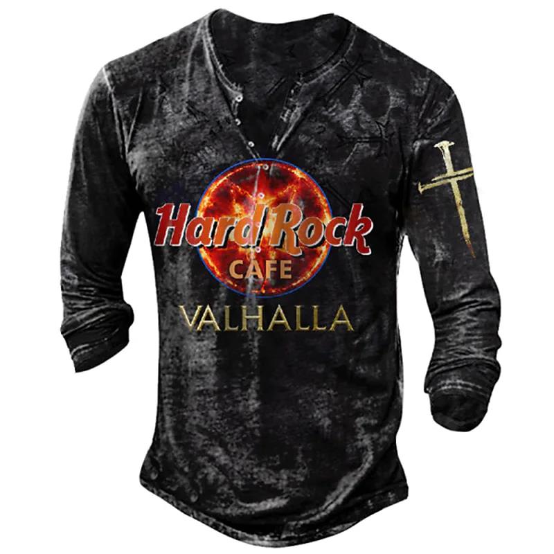 Имитация Rock Cotton Жесткая Винтажная Футболка 3D Байкерская Футболка с Длинным Рукавом Оверсайз Мотоциклетные Топы Футболка Мужская Панк Уличная Одежда