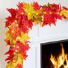 Thanksgiving Decorations for Home Large Maple Leaves 9Ft Plug in Thanksgiving Garland with Lights 50 Orange Bulbs UL Certified Connectable Fall