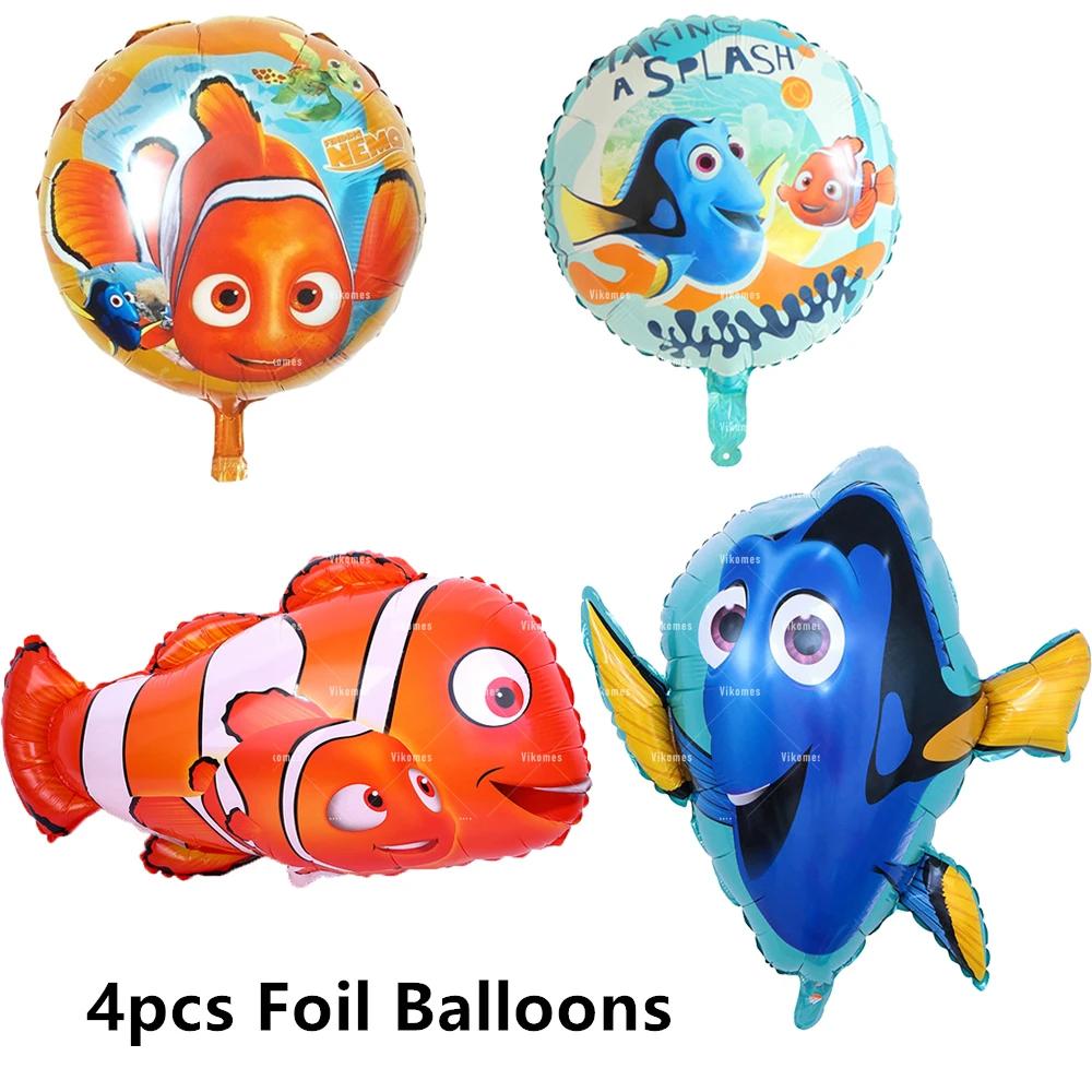 Finding Nemo Latex Balloons Clownfish Ocean Sea Clown Fish Foil Ballons Happy Birthday Banner Cake Topper Party Decor Toy