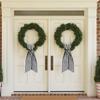 2Pcs Christmas Wreath Sash Plaid Print Garland Accessories Home Wedding Birthday Wreath Bow Indoor Outdoor Party Decor Gift