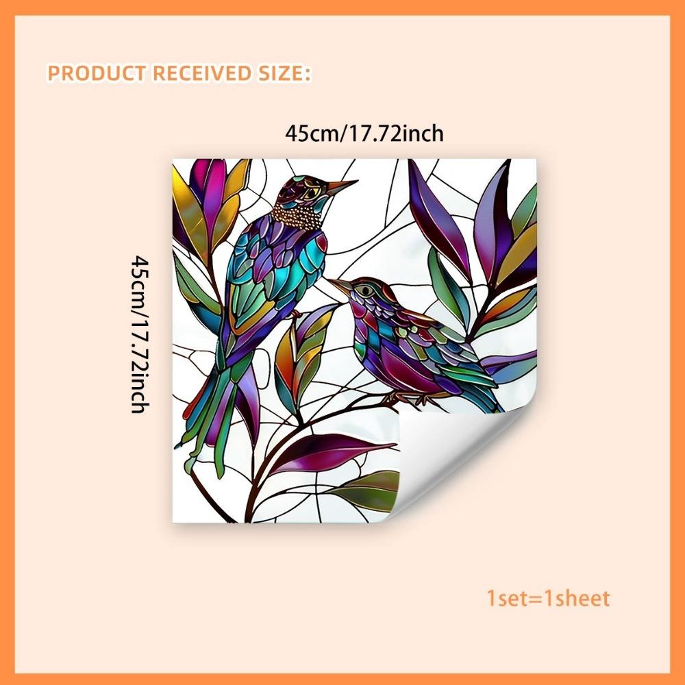Электростатические наклейки на оконное стекло, витражи в стиле ретро, пленка для окон с изображением колибри, декоративные листья, наклейка на оконное стекло с изображением птицы