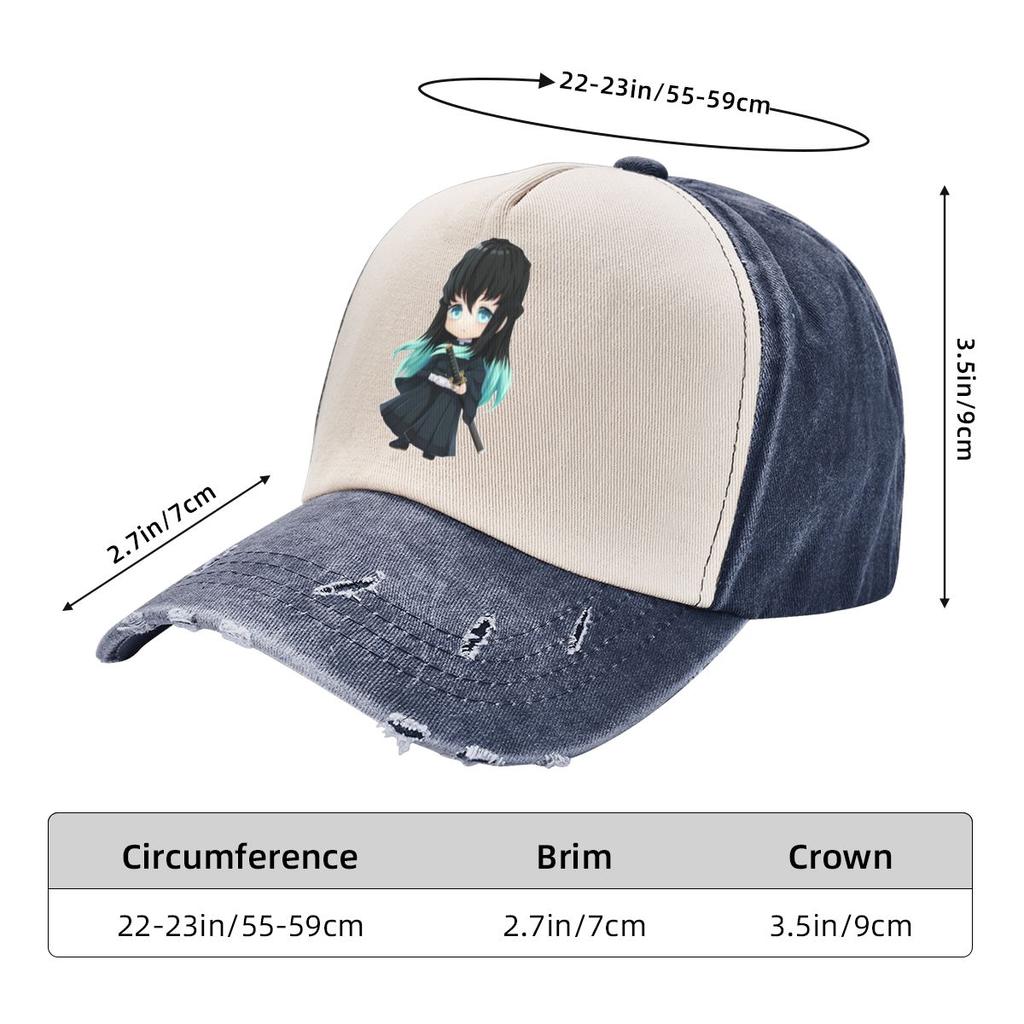 Demon Slayer Muichiro Tokito Chibi Baseball Caps Merch Vintage Distressed Denim Dad Hat Unisex Outdoor Summer Hats Cap