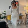 Lace Dress New Type Hip Skirt Fashion Style Sexy White Lace Long Sleeves Silm Elegant Dress Female