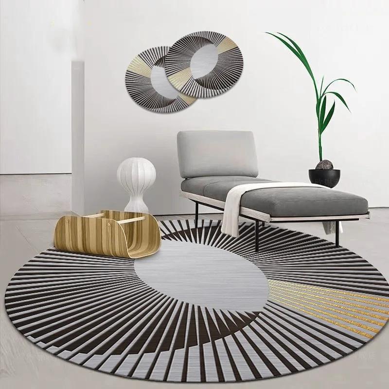 Round Carpet Soundproof Dirty-resistant Rug Office Computer Swivel Chair Rocking Table Study Bedroom Mats Retro Home Decoration