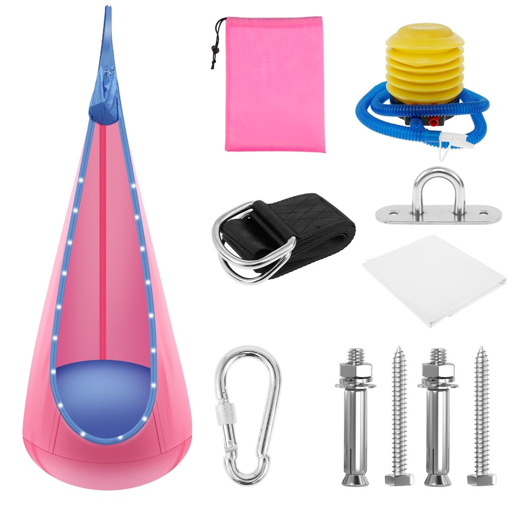 Kids Hammock Swing With LED Light Adjustable Comfortable Inflatable Sensory Swing Hanging Hammock for Indoor and Outdoor Toys