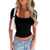 Women's Solid-color Sexy Slimming Round-neck Top Short-sleeved T-shirt