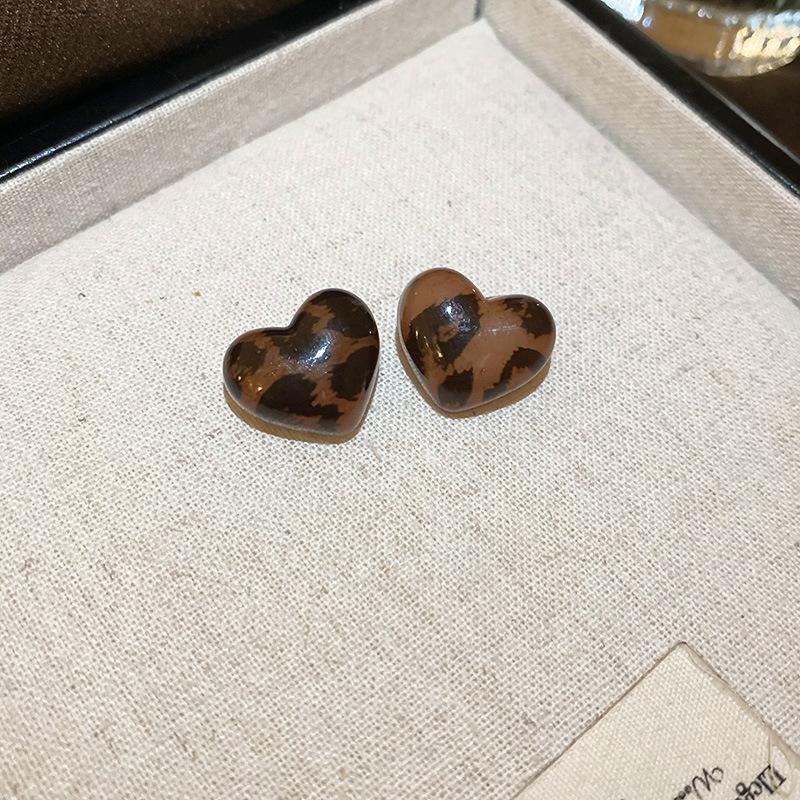 Ретро Гонконгский стиль Серьги-кольца с леопардовым принтом из серебряной иглы Легкая роскошь Высококлассные серьги с темпераментом Нишевые серьги Женские