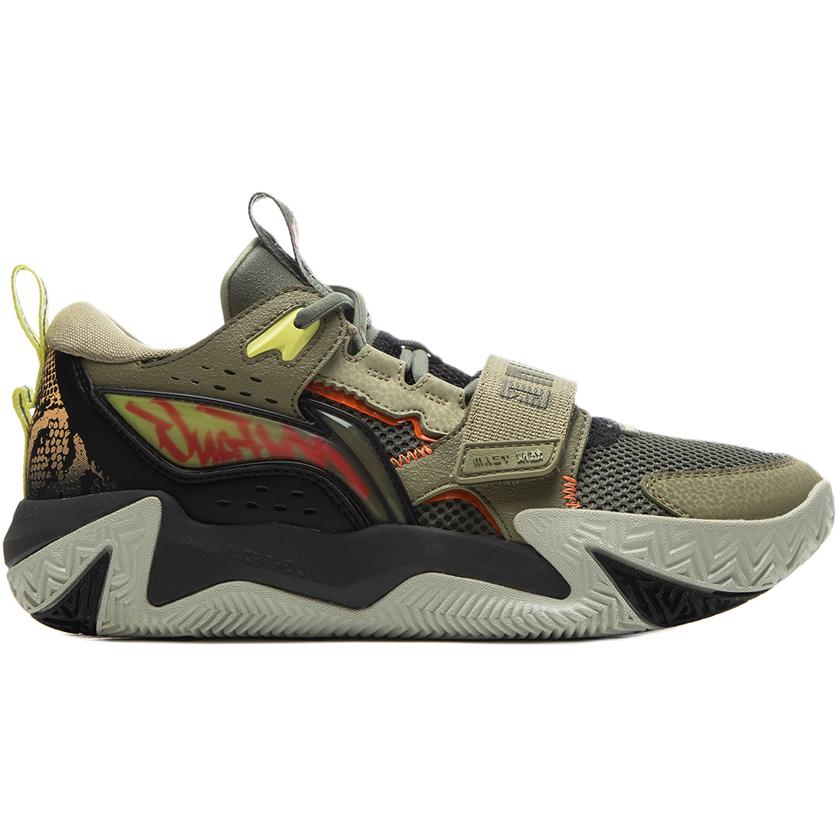 Li Ning Детские баскетбольные Angry Bloom Team Модный тренд Нескользящие Износостойкие Низкие баскетбольные кроссовки Детские кроссовки Черный Зеленый YKBV016-1