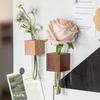 2 Pcs Mini Vase Magnet for Fridge Wall Mounted Vase 3D Magnetic Wooden Vase Holder with Test Tube Fridge Attachment Vase for Kitchen Bedroom