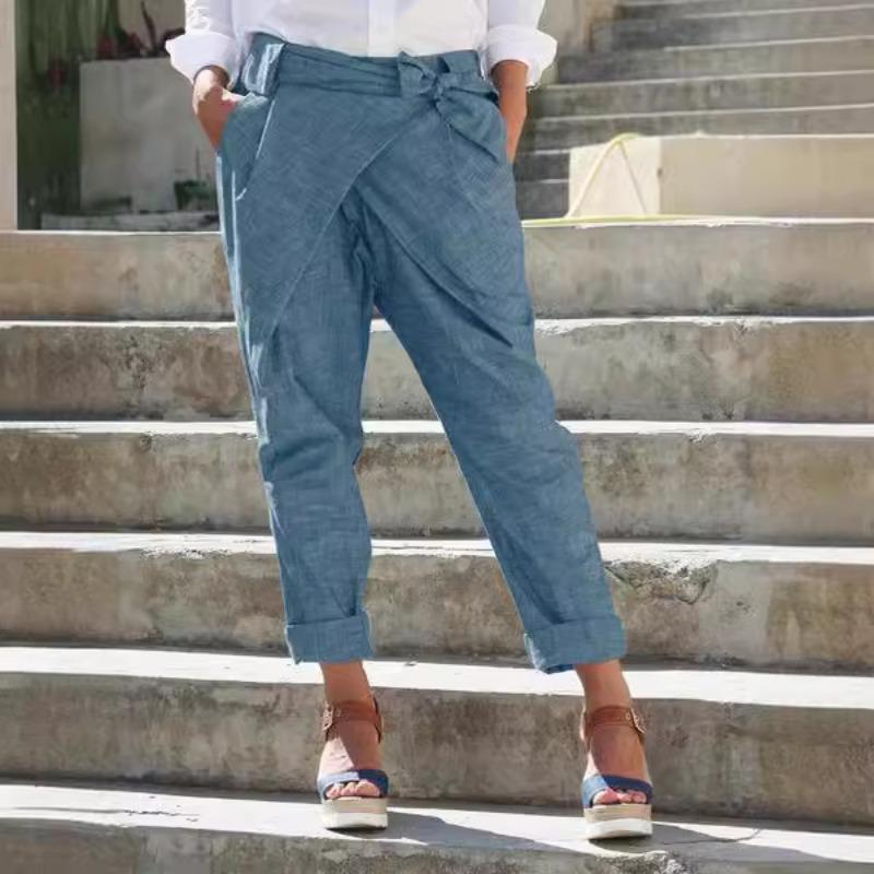 Женские брюки с индивидуальным бантом, длинные брюки