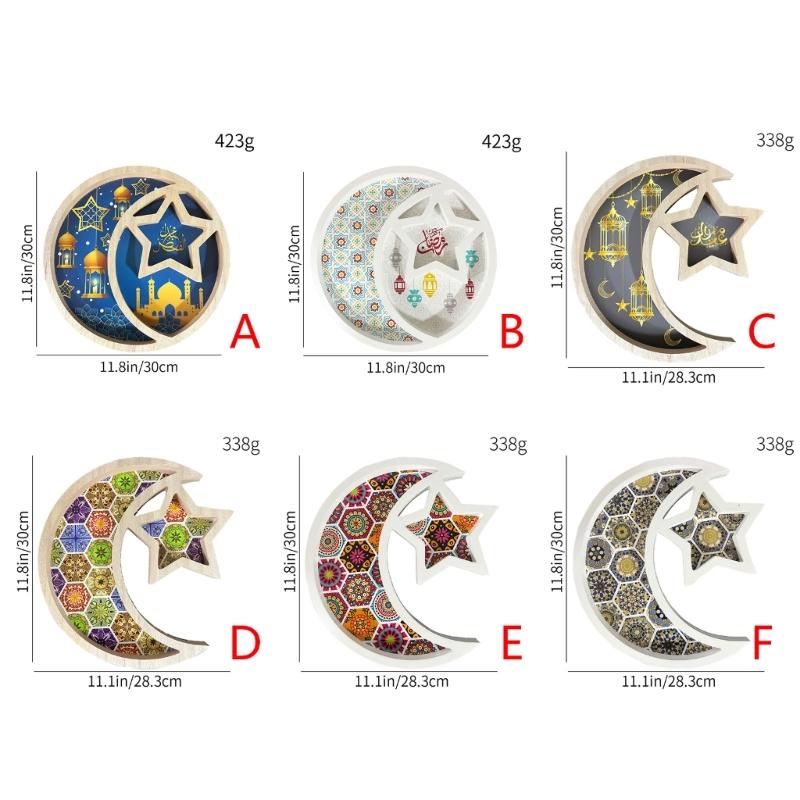 Stylish Wood Dessert Tray with Moon and Star Shape Delicate Dessert Container Natural Wood Sweets Storage Containers