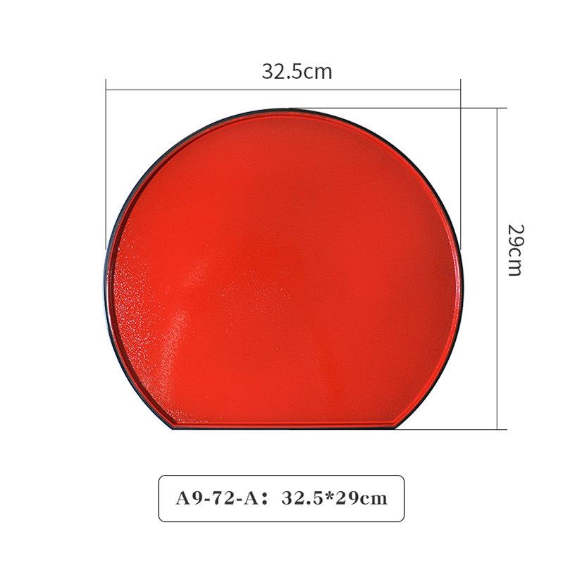 Меламиновый поднос Кейтеринг Сеть Красный Высокий Уровень Внешнего Вида Японский Поднос Деликатный Красный Край Полумесяц Тарелка для Суши Коммерческий