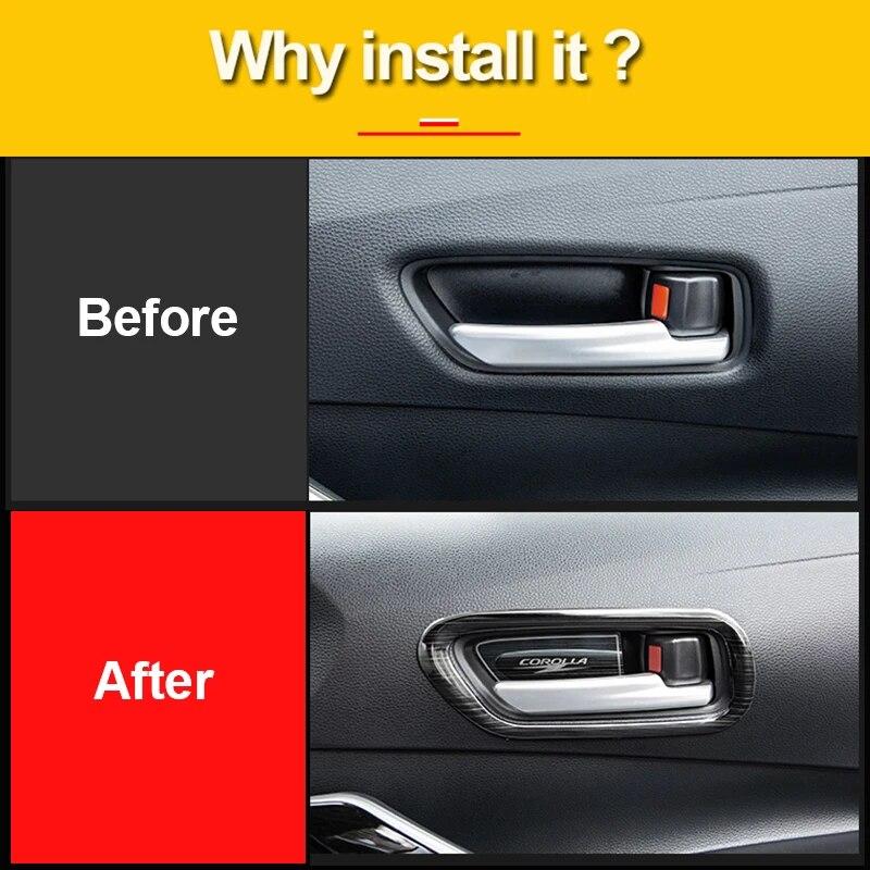 Stainless Car Interior Door Handle Bowl Frame Covers Trim Sticker For Toyota Corolla 2022 E210 12th Accessories