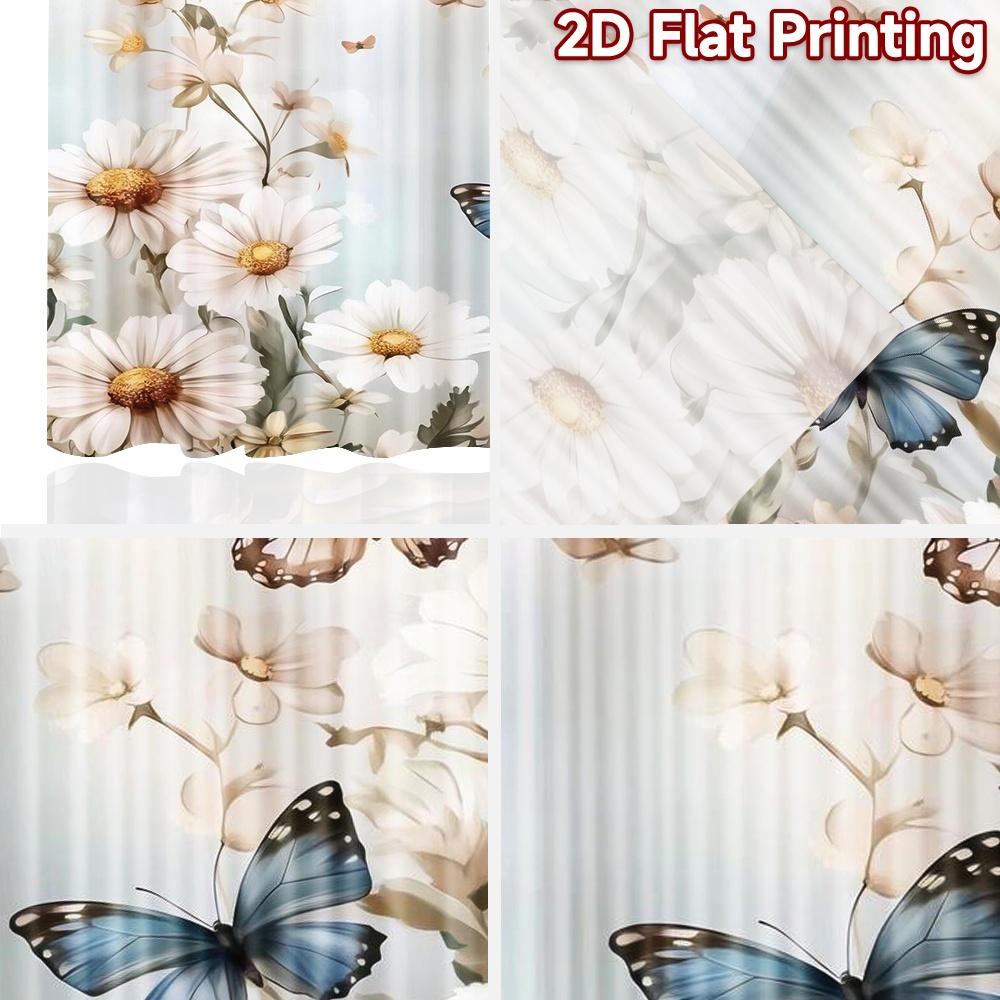 2D flat Photography Backdrop Scene Backdrop Butterflies and Daisy Blooms 100% Polyester Vibrant Reunion Use for Wall and