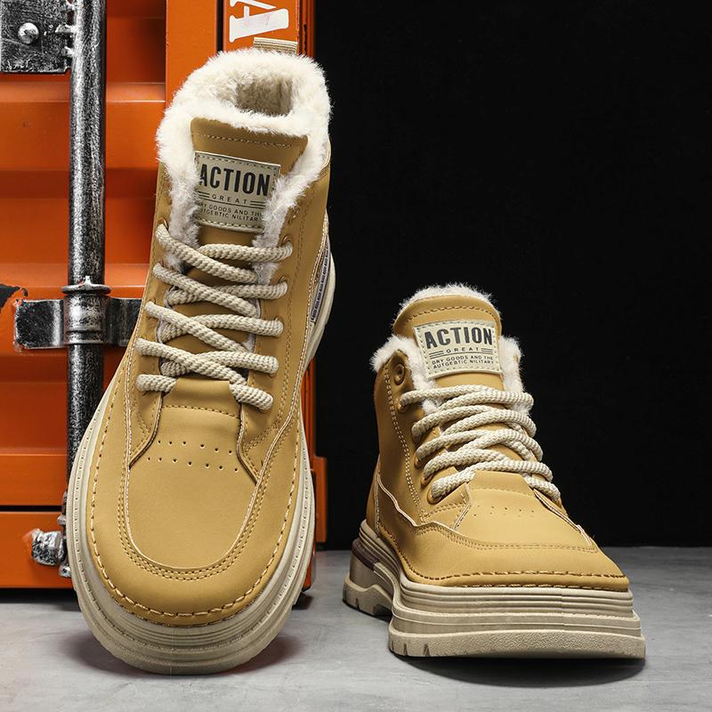 Мужские зимние ботинки с мягкой толстой подошвой, модные и теплые походные ботинки с плоской подошвой, новые 2024, повседневные черные джинсовые туфли