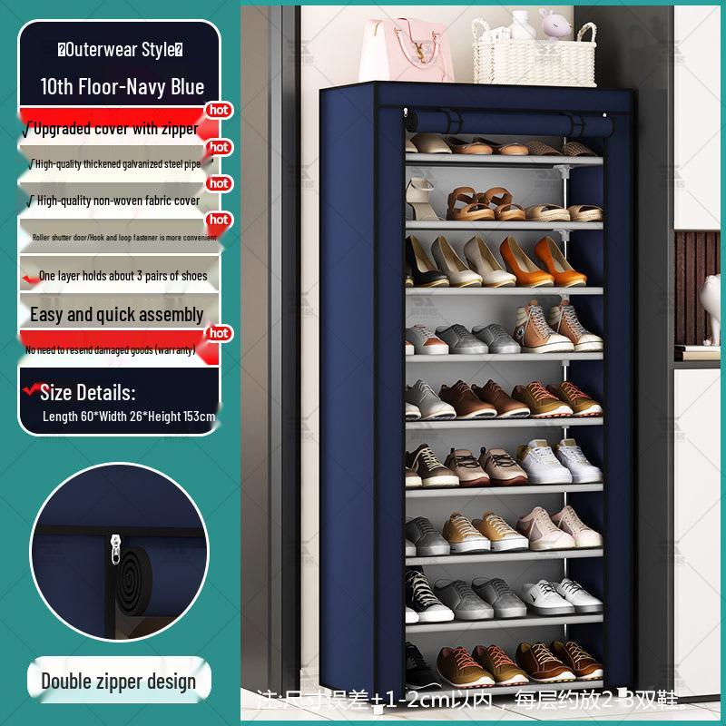 Multi-Layer Indoor Shoe Rack with Curtain