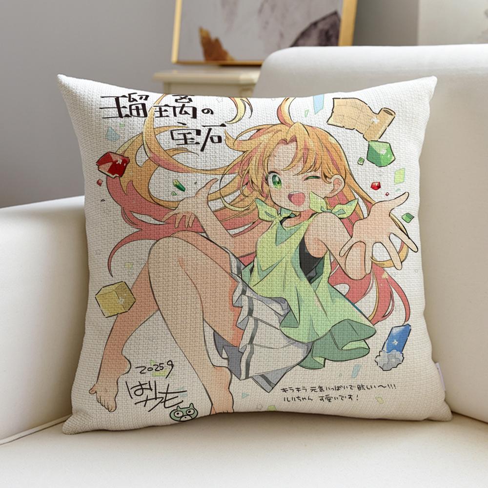 Sweet CCute Ruri RocksS Cushion Cover Breathable and skinfriendly linen pillowcase square removable and washable cushion
