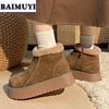 Ботильоны из замши на плоской подошве, женские, на платформе, плюшевые, теплые, хлопковые, тренд 2024 года, повседневные, дизайнерские, нескользящие, челси, модные, Botas Mujer