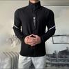 Autumn Winter Full Zipper Outdoor Slim Stand Collar Plus Velvet Training Fitness Sports Ç Jacket Base Top Men