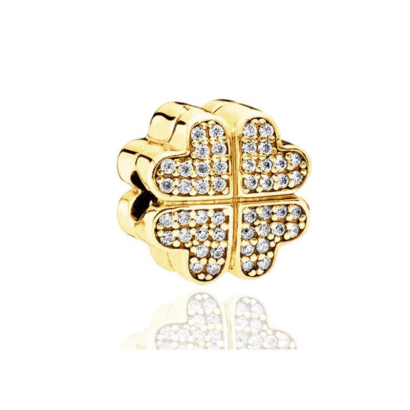 Sparking Gold Animal Heart Clip Charm Beads Dangle Fit Original Snake Bracelet Necklace Beads For Diy Jewelry Women Gift