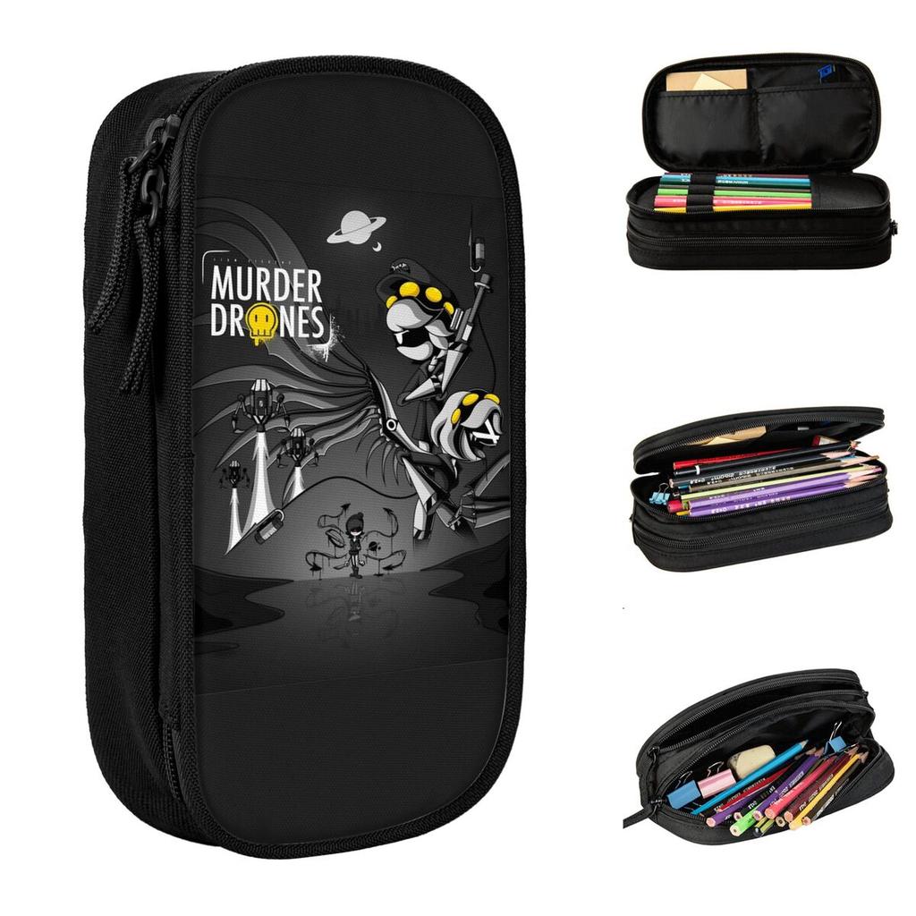 Uzi Doorman Murder Drones Pencil Case Horror Pencilcases Pen Box for Student Large Storage Bags Office Gift Stationery