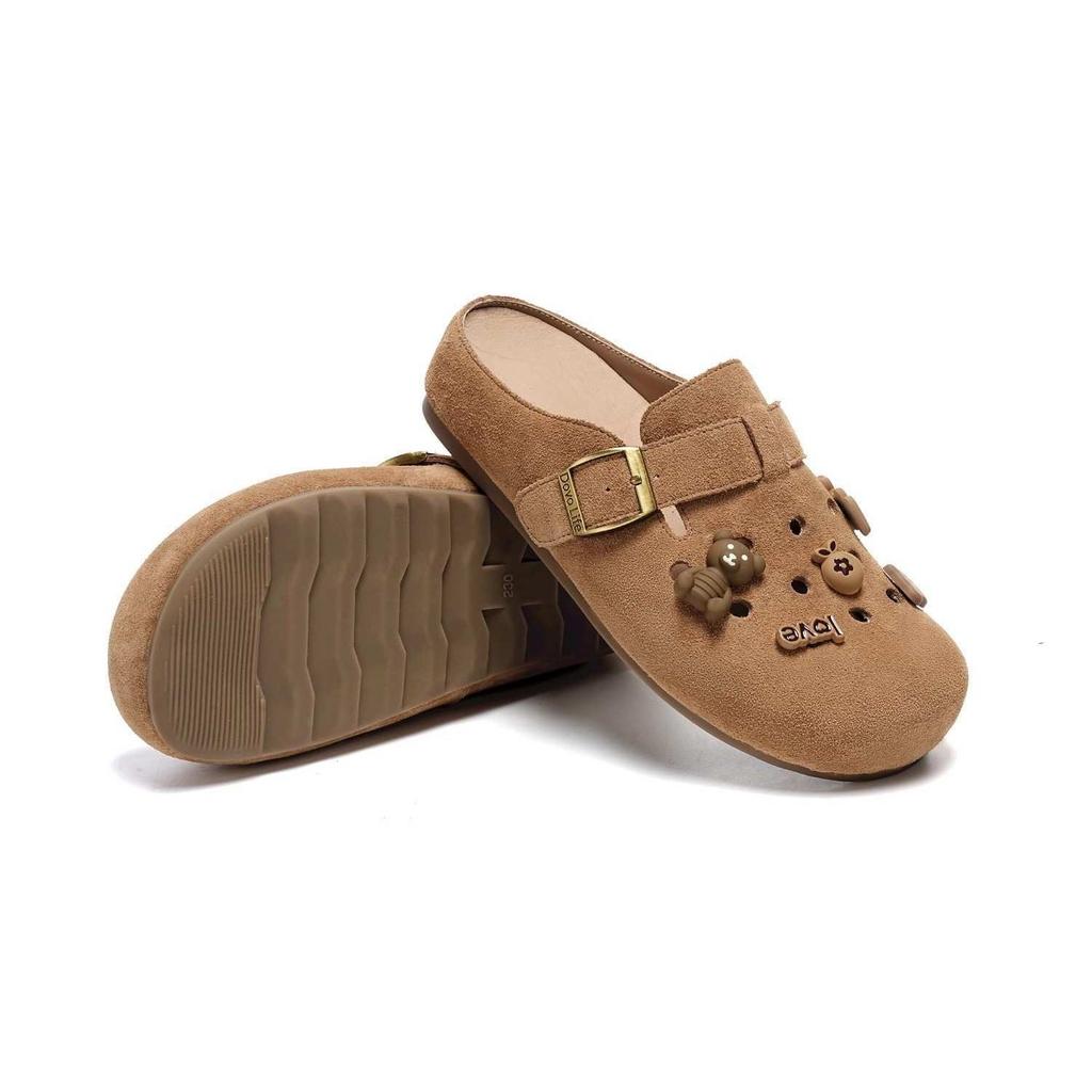 Thick-soled Bag Head Half Slippers Women's Outer Hole Shoes Spring 2025 New Lazy One-pedal Flat-bottomed Cool Slippers