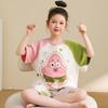 Girls Cotton Pajama Set Short Sleeve Cartoon Print Loose Two Piece Sleepwear