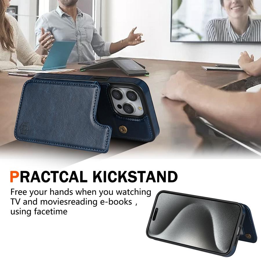 Кошелек однотонный кожаный чехол с магнитной двойной пряжкой и RFID-картой для iPhone 15 Pro Max 14 Plus 13 12 11 XR XS SE 2 8 7