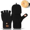 Thickened Half Finger Gloves In Autumn and Winter Plus Velvet Knitted Cold and Warm Half Part Writing Yarn Leaking Finger Gloves