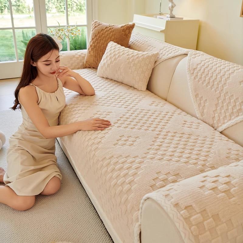 Living Home Non-slip Sofa Cushion Couch Sofa Covers Winter Thicken Warm Rhomboid Slipcover Funda Sofa Mat