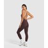 Gymshark Strappy All In One Полная длина Heritage Brown B9a1r Ncnz