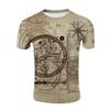 Летняя мужская футболка с 3D-принтом, Парусный компас, Повседневная спортивная футболка с коротким рукавом