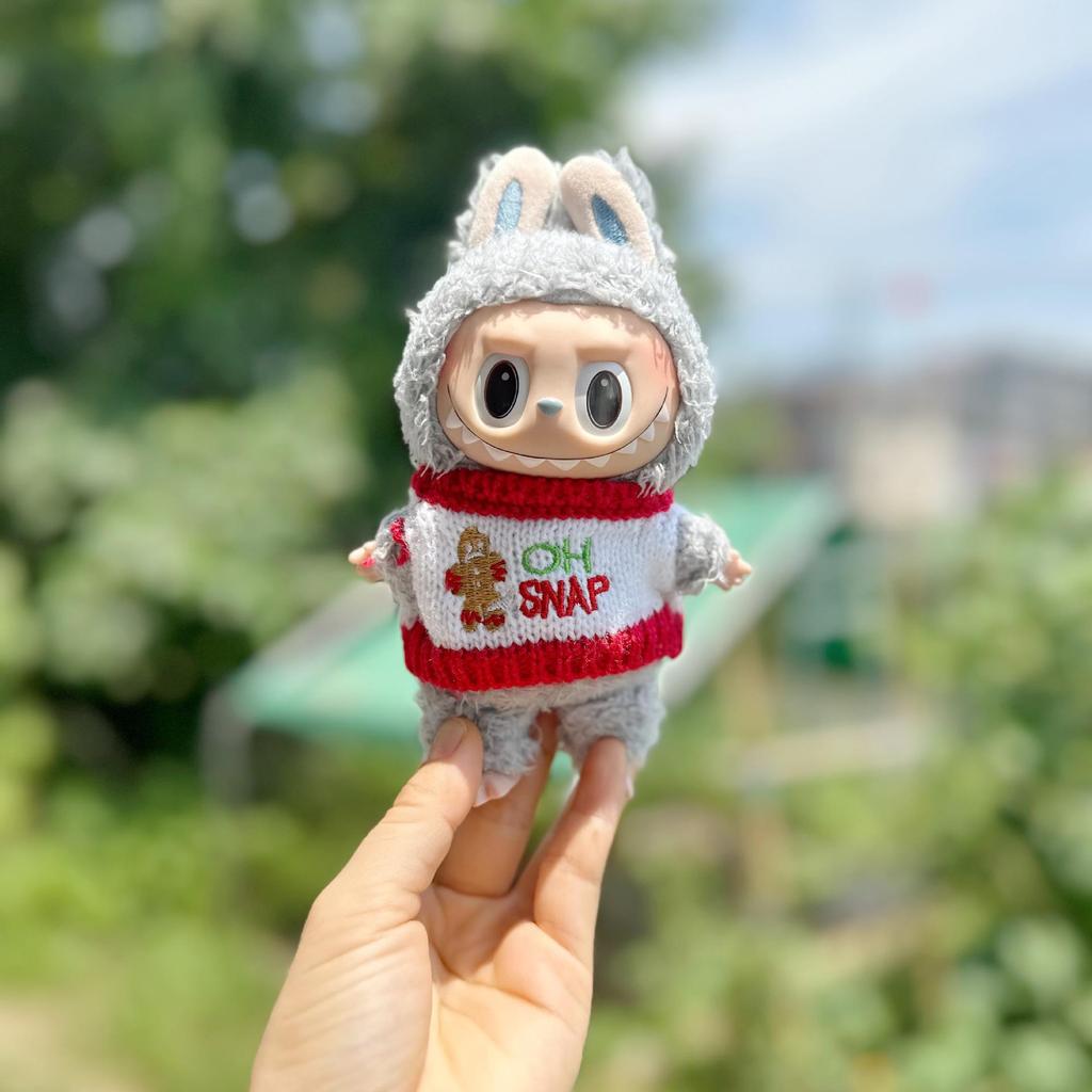 Рождественский набор Лабубу Макарон: 15см кукла-подвеска в закрытой коробке в новогодней одежде