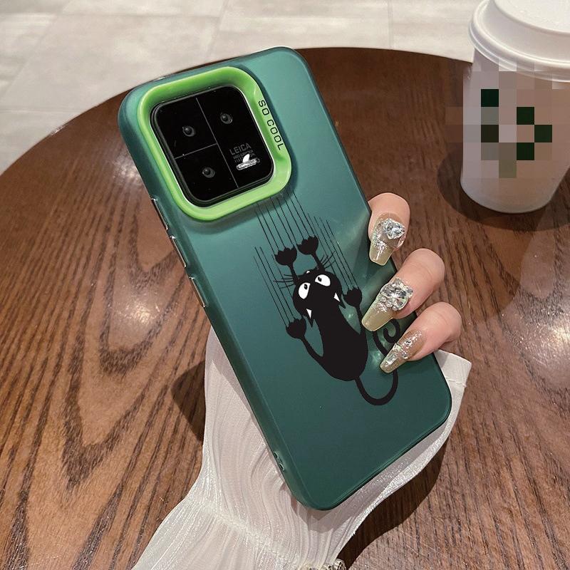 Парный черный чехол для кота для iPhone 16 Samsung A55 A35 M35 S24 Xiaomi Redmi Note 13 Pro 14C Huawei Honor 200 противоударный чехол-бампер для телефона с защитой от царапин