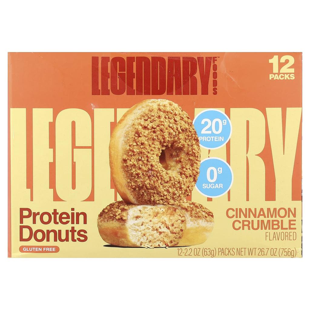 Legendary Foods Protein Donuts, Cinnamon Crumble, 12 Pack, 63g (2.2oz) Each