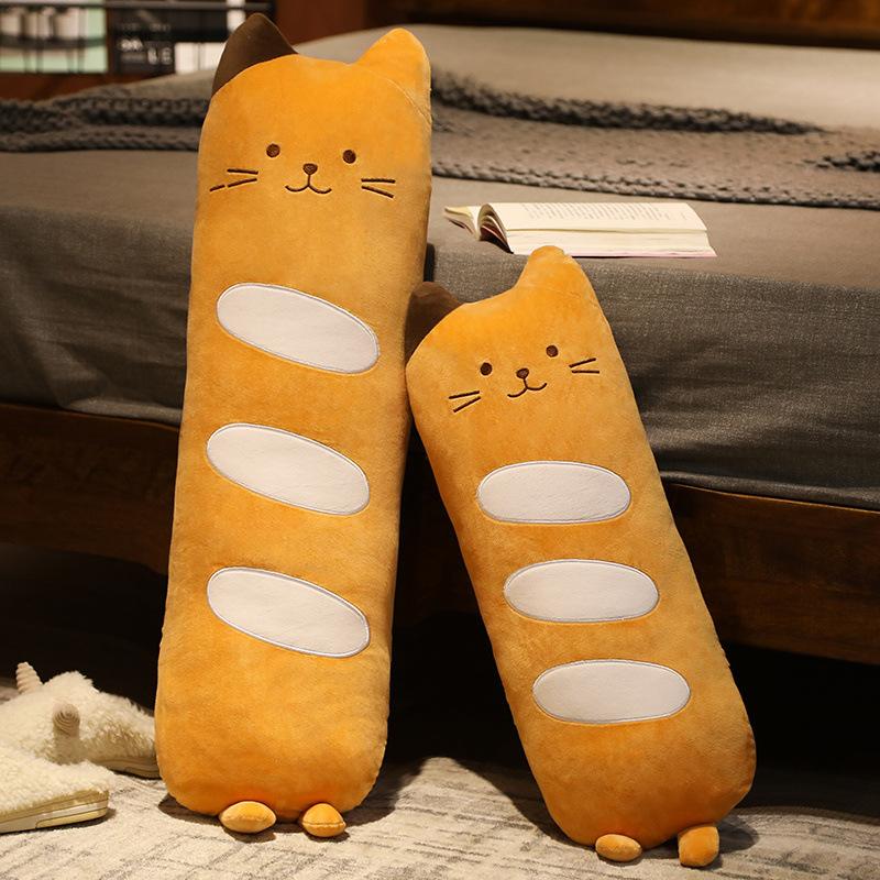 Cute Bread Cat Long Throw Pillow Girl Bed Sleeping Pinch Legs Long Pillow Removable Cat Doll